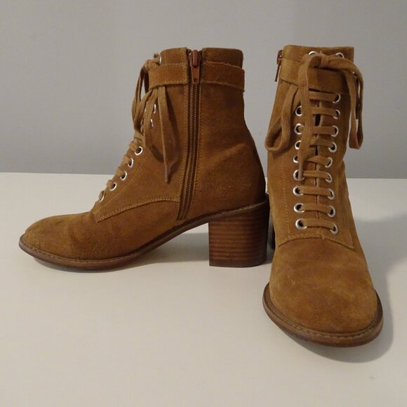 Urban Outfitters Karen Suede Lace-up Ankle Boots | Tan | Size 6 - Picture 6 of 13